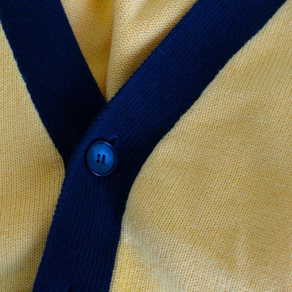 Del Toro Shoes Women's Vintage Fit Cardigan - Collegiate Yellow / Navy Collegiate Yellow / Navy