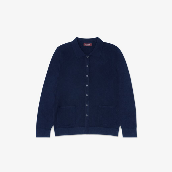 del toro shoes Women's Vintage Polo Cardigan - Navy Solid Navy