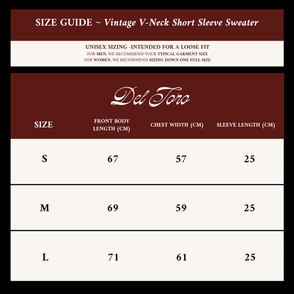 Del Toro Shoes Women's Vintage Short Sleeve V-Neck Sweater - Vintage White / Burgundy Vintage White / Burgundy