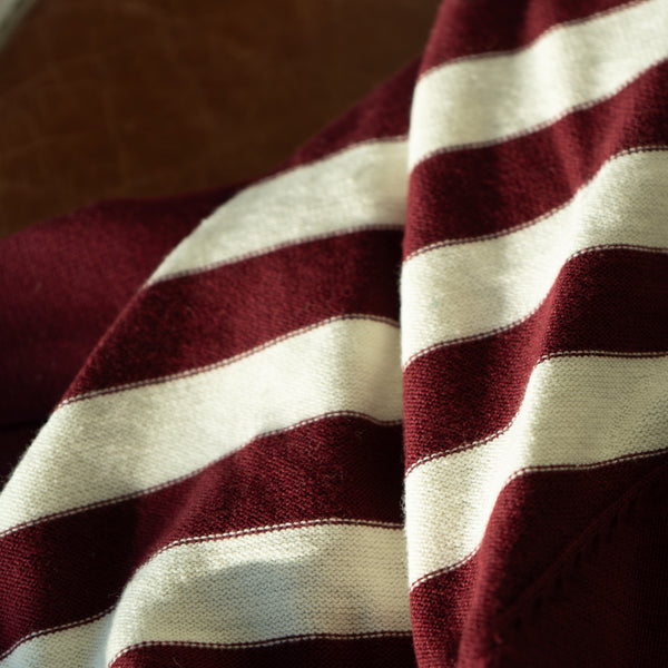 Del Toro Shoes Women's Vintage Stripe Polo Cardigan - Burgundy / Cream Stripe Burgundy / Cream Stripe