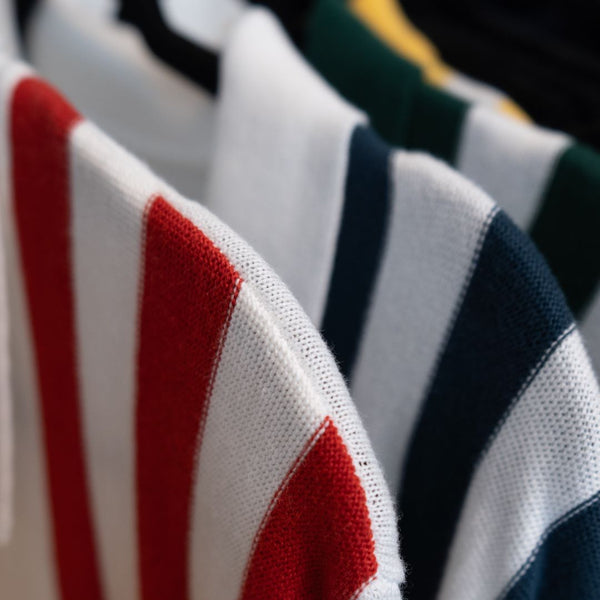 Del Toro Shoes Women's Vintage Stripe Polo Cardigan - Vintage White / Red Stripe Vintage White / Red Stripe