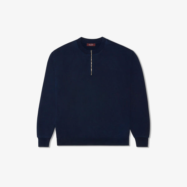 Del Toro Shoes Women's Vintage Zip Crewneck Sweatshirt - Navy Navy