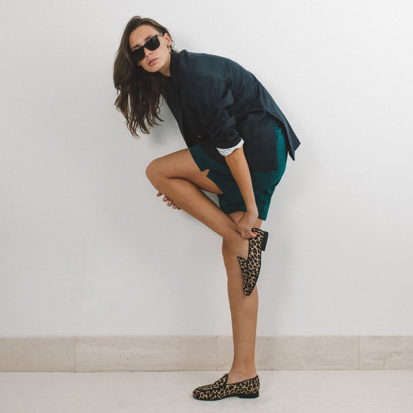 Del Toro Shoes Womens Leopard Print Milano Loafer Leopard Print Pony Hair