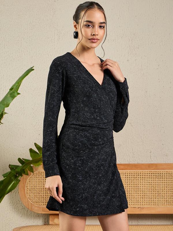 Delan Cantone Party Metallic Wrap Dress