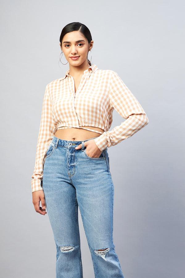 Delan Checked Cropped Shirt