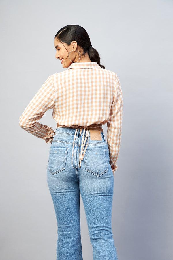 Delan Checked Cropped Shirt
