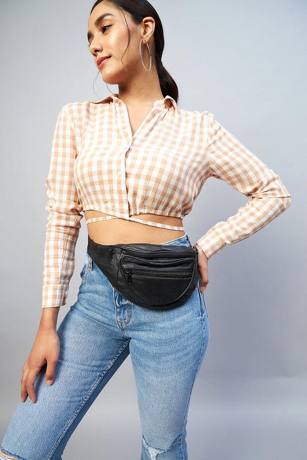 delan Checked Cropped Shirt