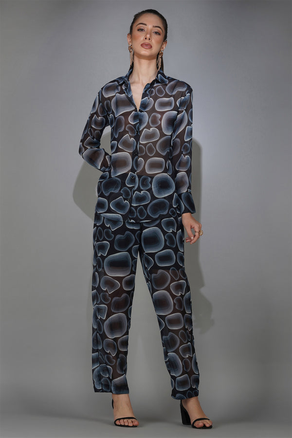 Delan Chiffon Abstract Printed Co-ord Set