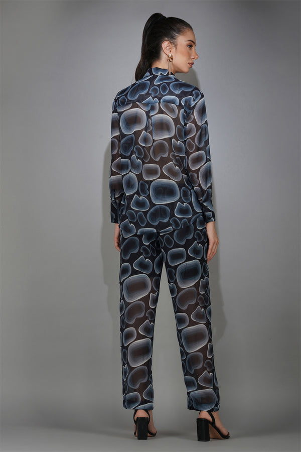 Delan Chiffon Abstract Printed Co-ord Set