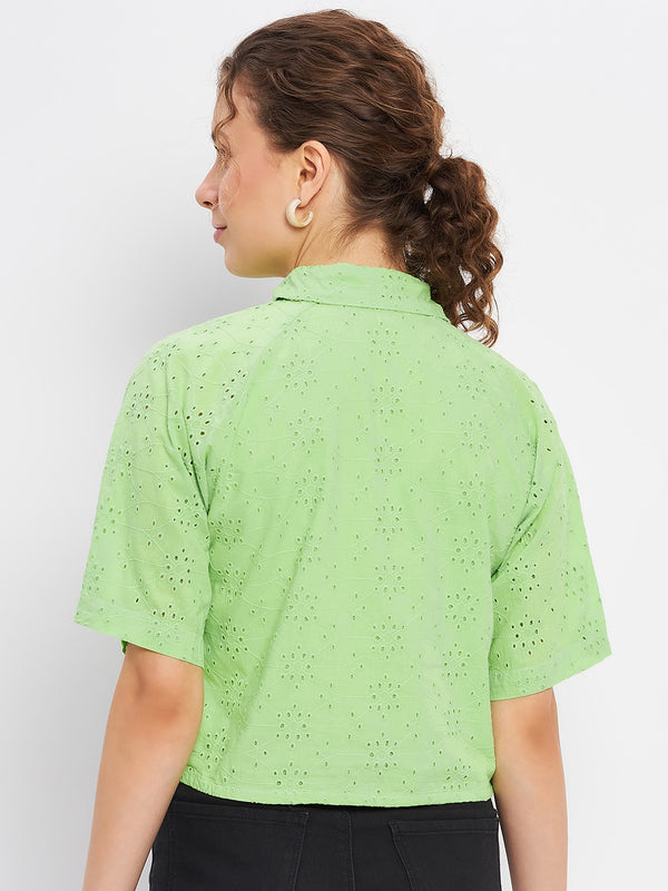 Delan Cropped Button Up Top