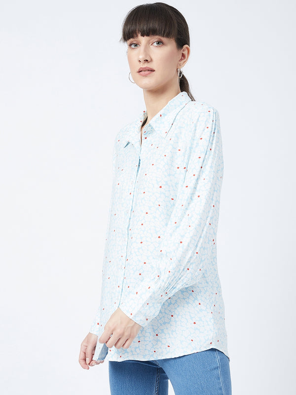 Delan Floral Printed Satin Shirt