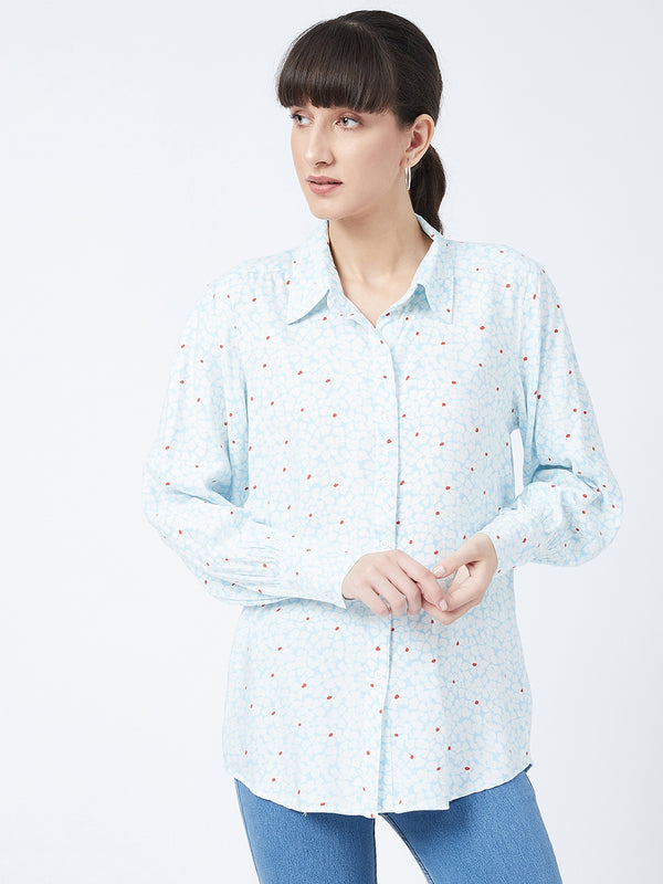 Delan Floral Printed Satin Shirt