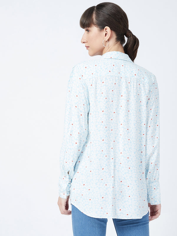 Delan Floral Printed Satin Shirt
