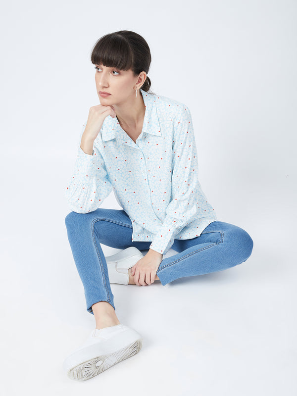 delan Floral Printed Satin Shirt