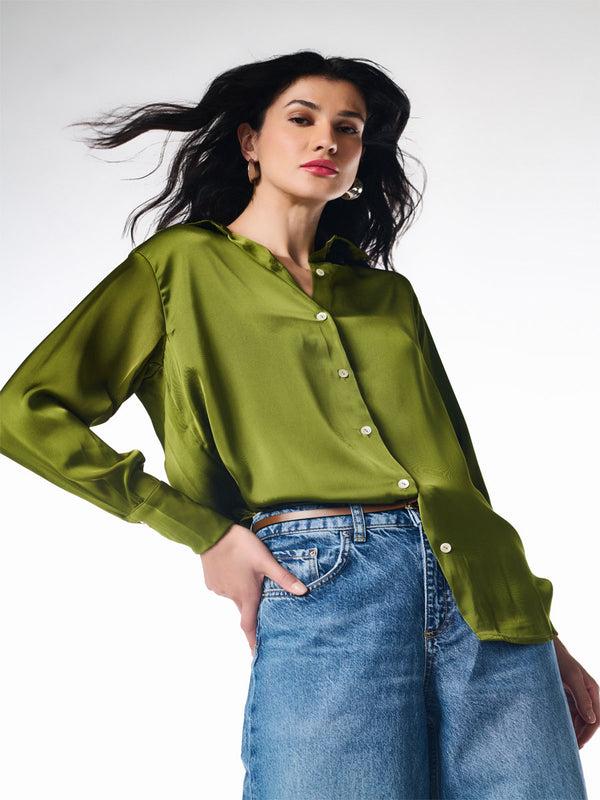 Delan Flowing Satin Shirt For Women