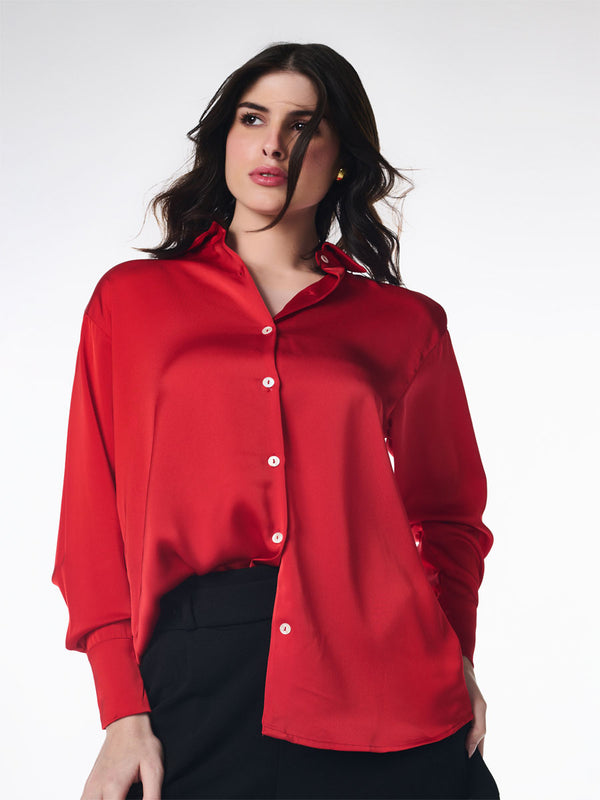 delan Flowing Satin Shirt for Women