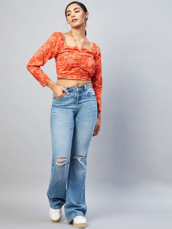 delan Gathered Printed Top