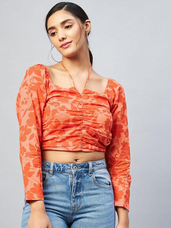 delan Gathered Printed Top