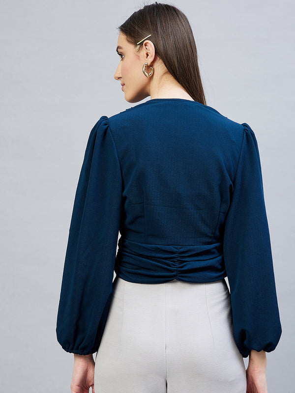 Delan Gathered Top With Front Buttoned Opening