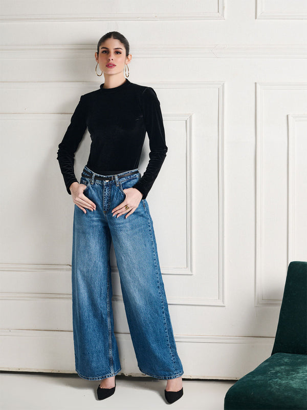 Delan High Neck Velvet Bodysuit