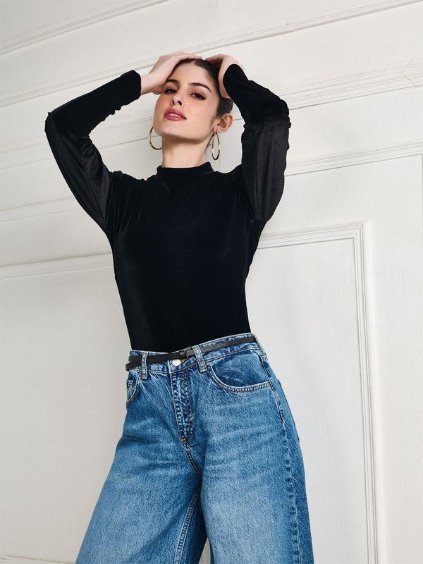 Delan High Neck Velvet Bodysuit