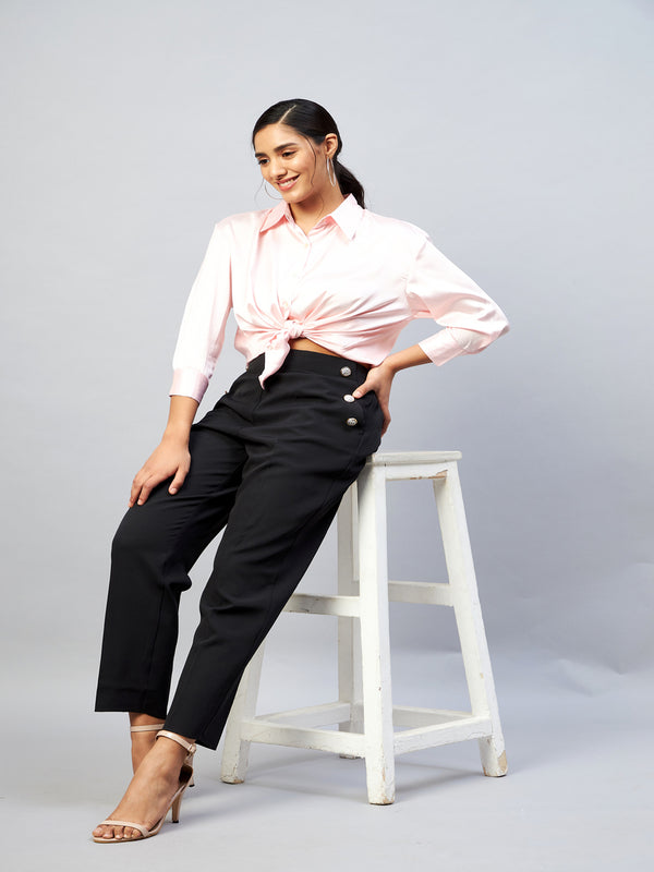 Delan High Waist Trouser With Button