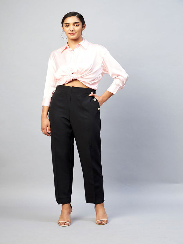 delan High Waist Trouser With Button