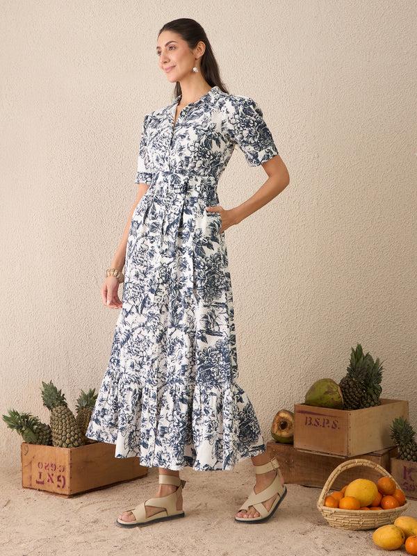Delan Indigo Garden Dress