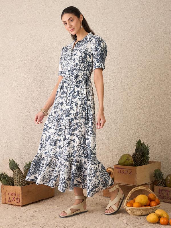 Delan Indigo Garden Dress