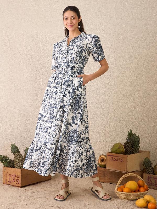 delan Indigo Garden Dress
