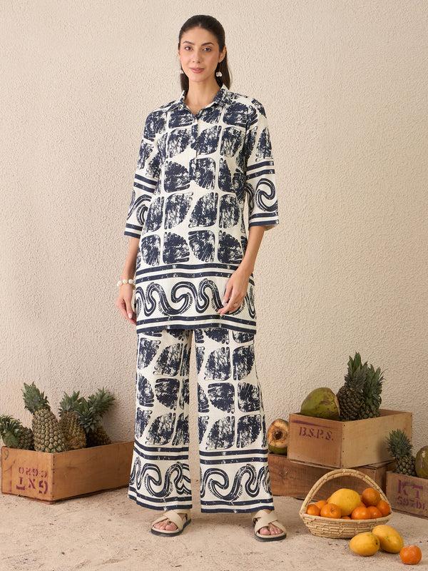 Delan Indigo Mosaic Co-ord Set