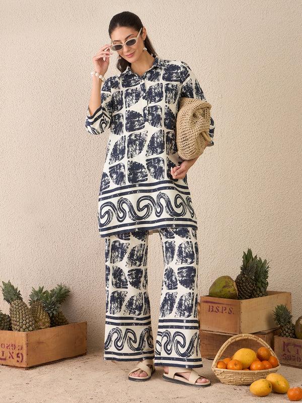 delan Indigo Mosaic Co-ord Set
