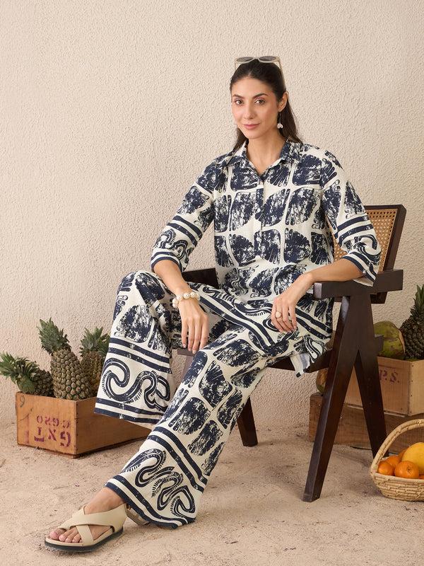 Delan Indigo Mosaic Shirt