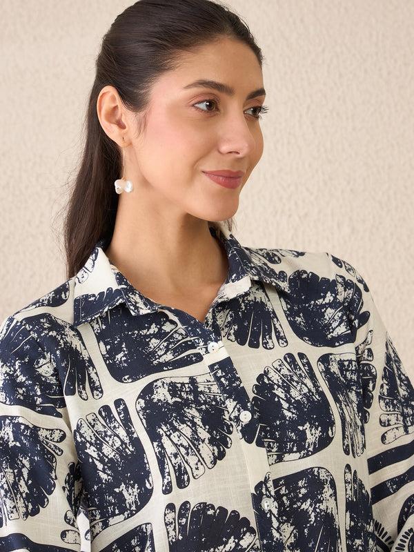 delan Indigo Mosaic Shirt