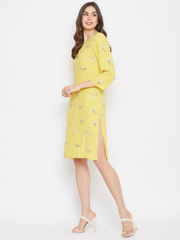Delan Long Sleeve Floral Printed Dress