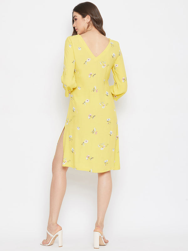 Delan Long Sleeve Floral Printed Dress