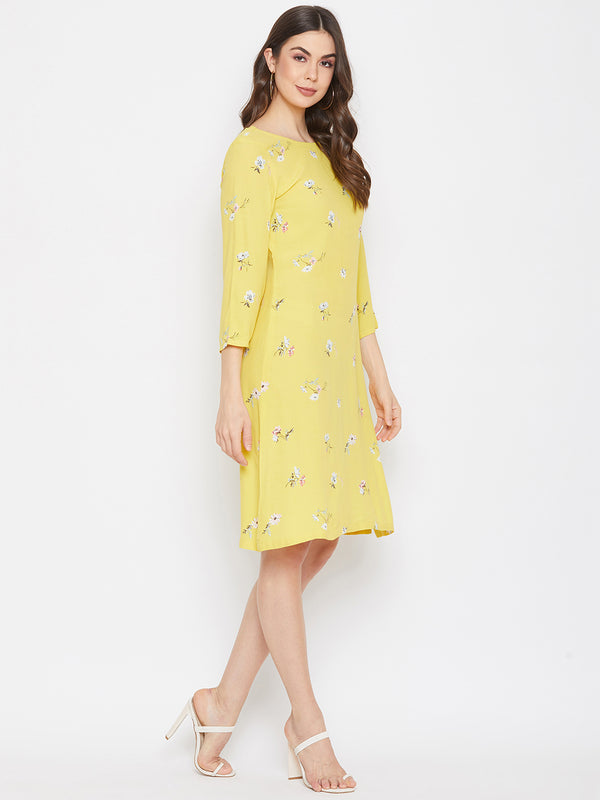 Delan Long Sleeve Floral Printed Dress