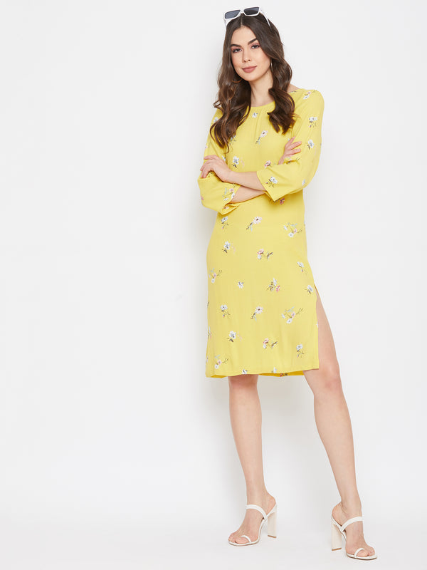 delan Long Sleeve Floral Printed Dress