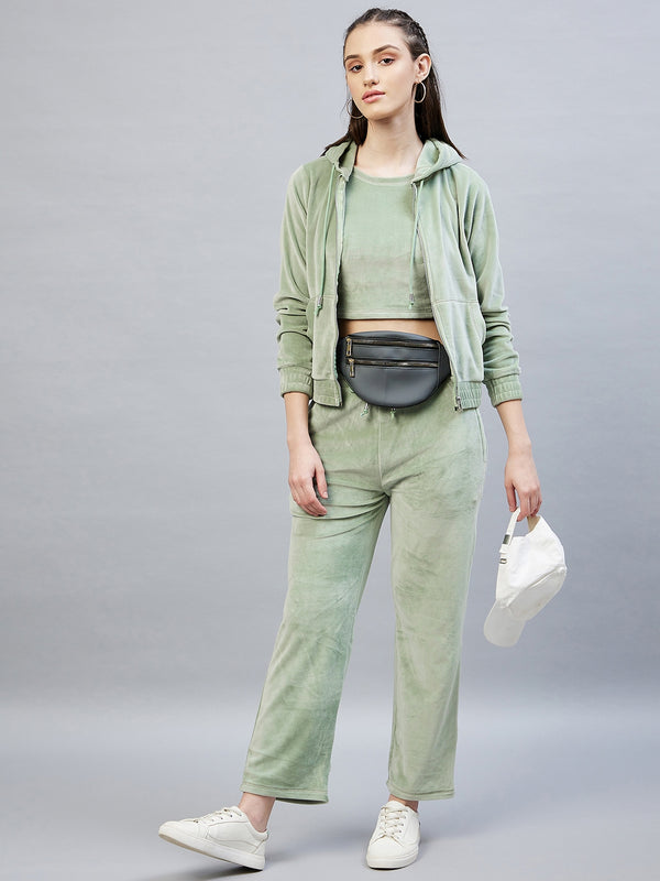 Delan Mid-Rise Velvet Track Pants