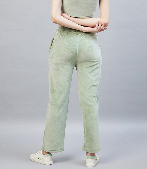 Delan Mid-Rise Velvet Track Pants