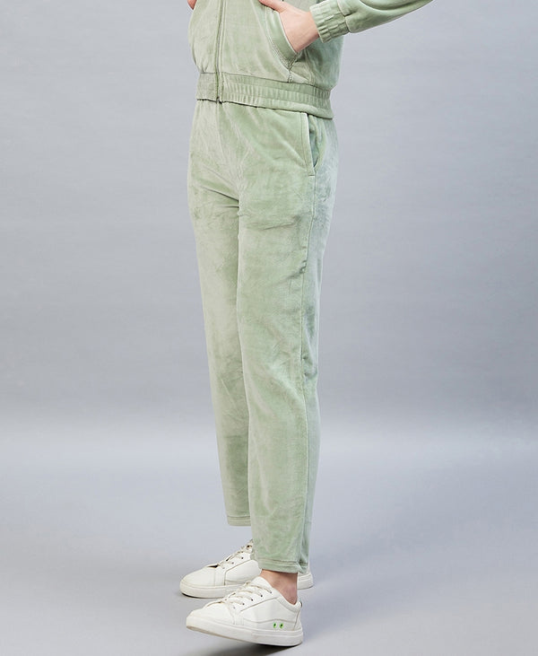Delan Mid-Rise Velvet Track Pants
