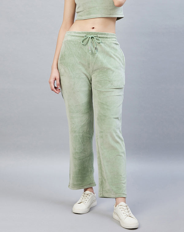 delan Mid-Rise Velvet Track Pants