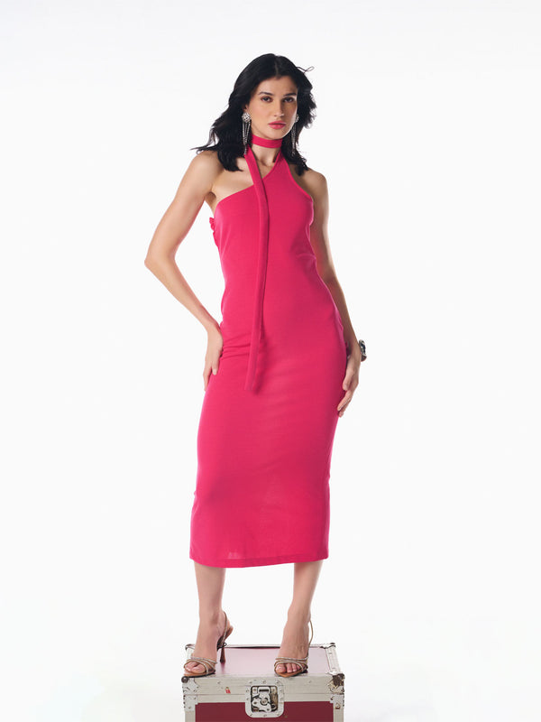 Delan Neck Tie Maxi Dress