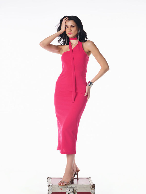 delan Neck Tie Maxi Dress