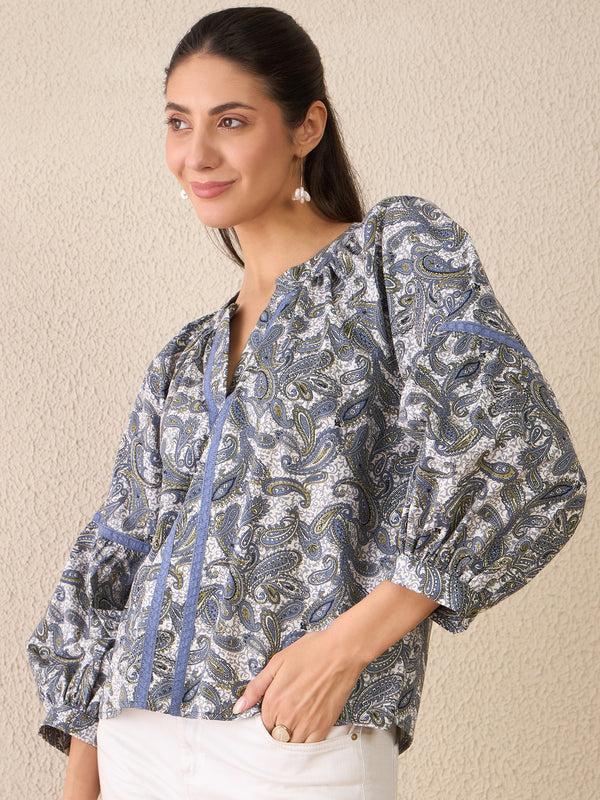 delan Paisley Drift Blouse
