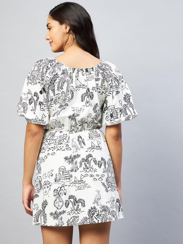 Delan Poplin Printed Dress