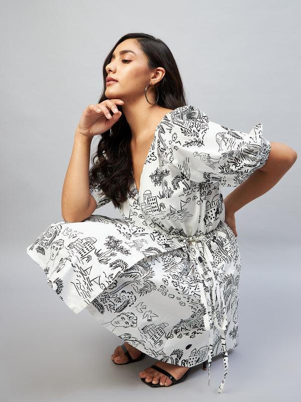 delan Poplin Printed Dress