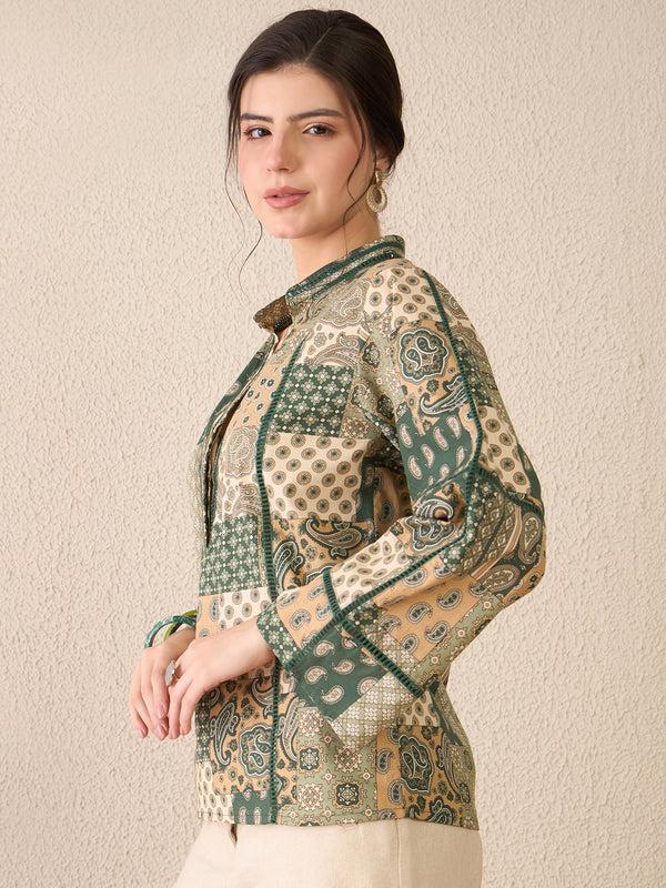 Delan Sage Mosaic Blouse