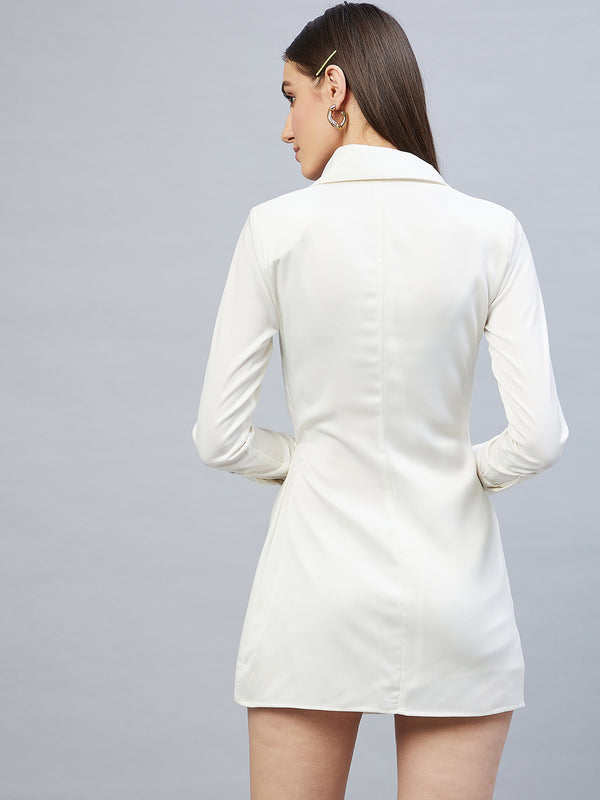 Delan Satin Dress With Padded Shoulder