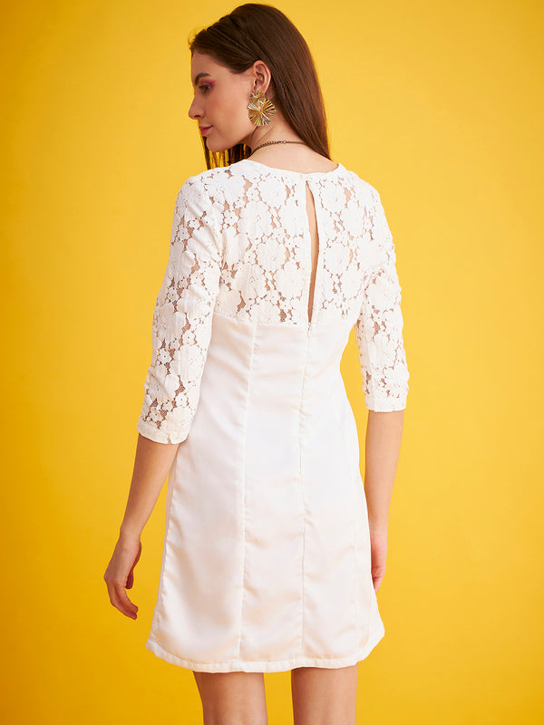 Delan Satin Lace Mini Dress